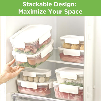 10-Pack Food Storage Containers with Airtight Leakproof Lids, BPA-Free Meal Prep Containers for Microwave/Dishwasher/Freezer, Green, 47.3oz Each