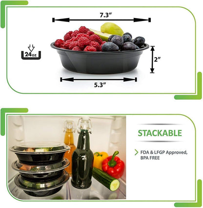 Prep Naturals 50 Pack Meal Prep Containers Reusable | BPA-Free Meal Prep Containers - Airtight Lids, Microwave, Freezer & Dishwasher Safe (50-Pack, 25 oz)