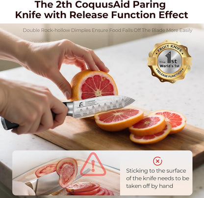 CoquusAid 5 inch Kitchen Utility Knife, Serrated Blade Tomato Knife