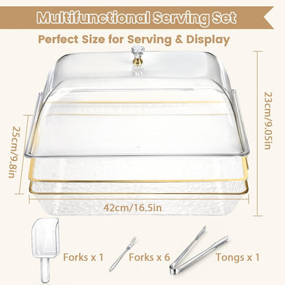 Chilled Serving Tray Charcuterie Board with Lid, Chilled Serving Trays for Parties, Perfect for Charcuterie, Seafood, Fruits and Shrimp Cocktail