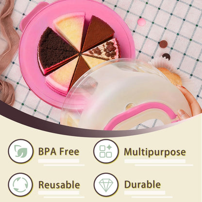 Plastic Cake Carrier with Lid and Handle, Multipurpose Cake Stand Holder Container for 11 in Cake, Round Cupcake Storage Box Serving Tray with Cover for Bundt Dessert Pie Pizza Eggs Fruit White