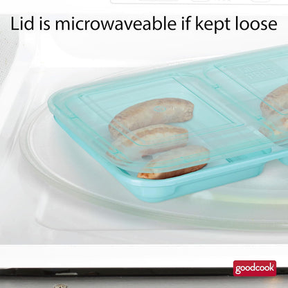 GoodCook 2-Compartment Food Storage Container Set with Snap-Shut Lids, Reusable Divided Snack Containers with Lids, Set of 10, Blue