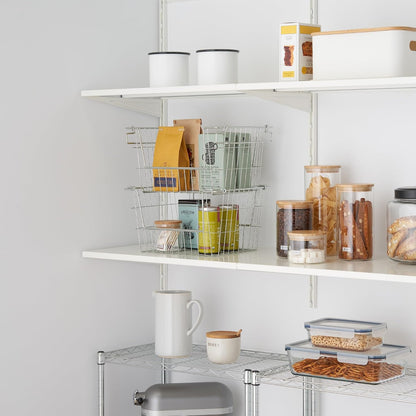 TRINITY 2-Pack Stackable Metal Wire Storage Baskets With Handles, EcoStorage Chrome, 11 Inches