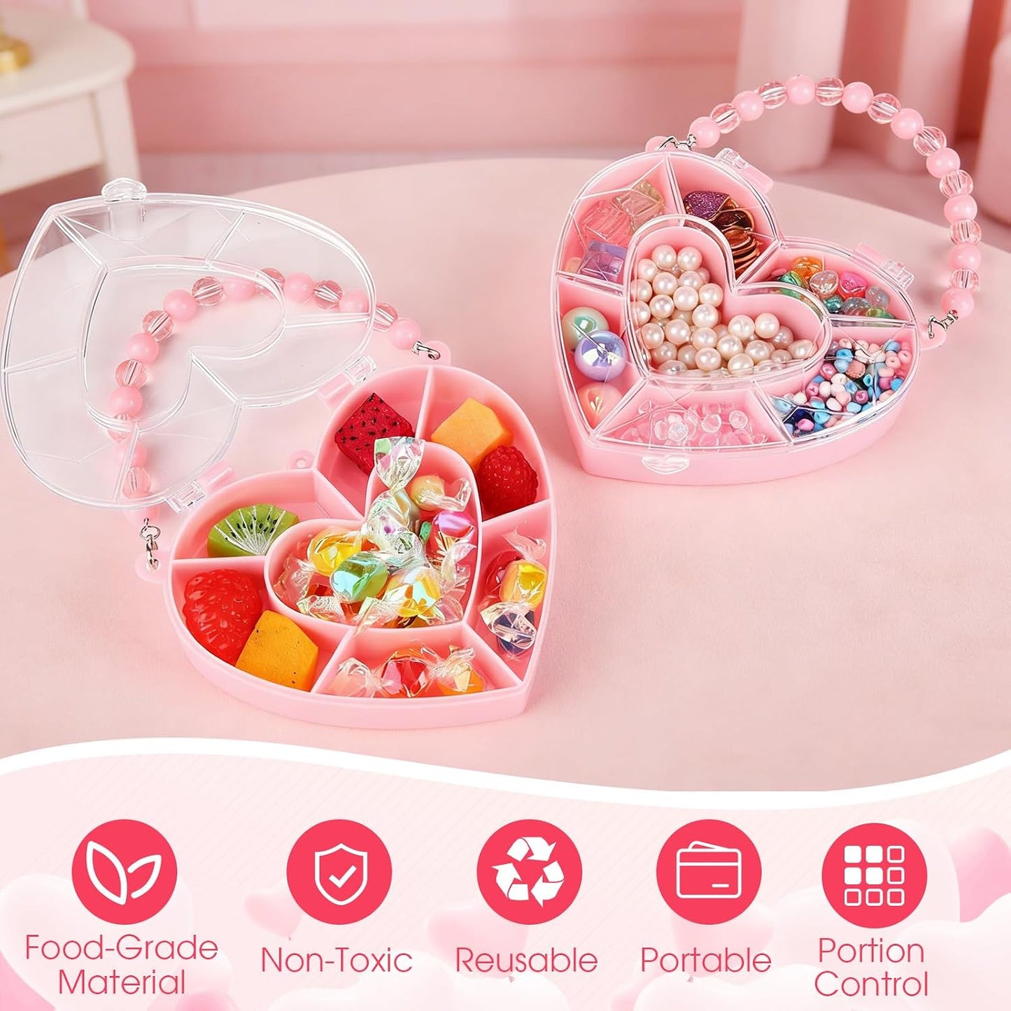 Cunno 6 Pack Valentines Day Containers Butterfly Shaped Food Containers Large Plastic Snack Box Food Storage with Handle Divided Serving Tray Portable Jewelry Organizer for Candy Fruit Purple