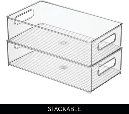 iDesign Stackable Fridge Bin, Clear, Set of 2 | Storage Bin for Freezer or Pantry, Made in USA