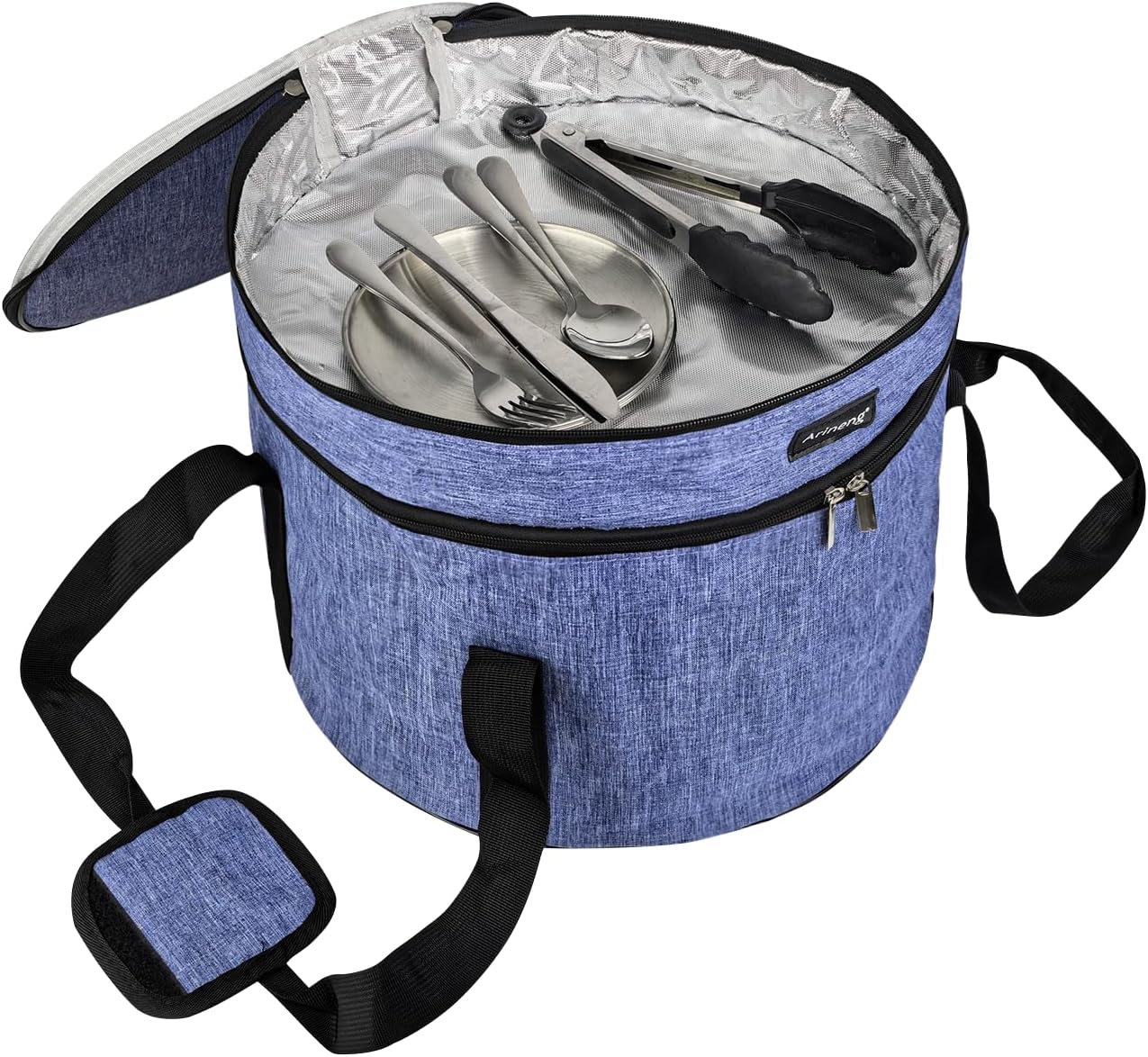 Round Cake Carrier Box with Lid and Handle, Transportation Insulated Bag for Cakes, Cupcakes and Pies, Triple Locking Design for Safe Transportation (Grey, 12 * 12 * 7.9 Inch)