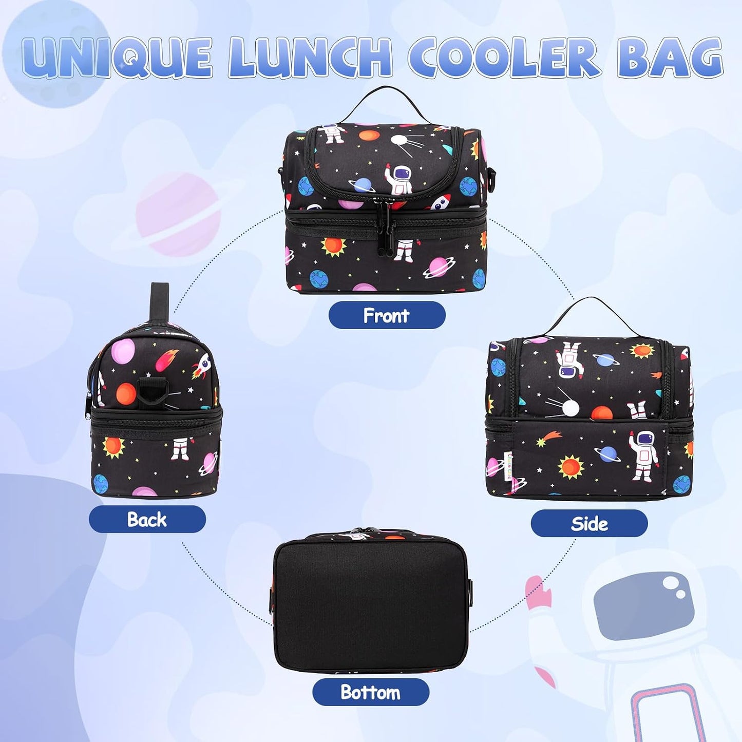 Lunch Bag for Girls,ChaseChic Insulated Lightweight Lunch Boxes for Kids Boys Dual Compartment Lunch Organizer Leak-Proof Cooler Bag with Detachable Adjustable Shoulder Strap,Purple Butterflies