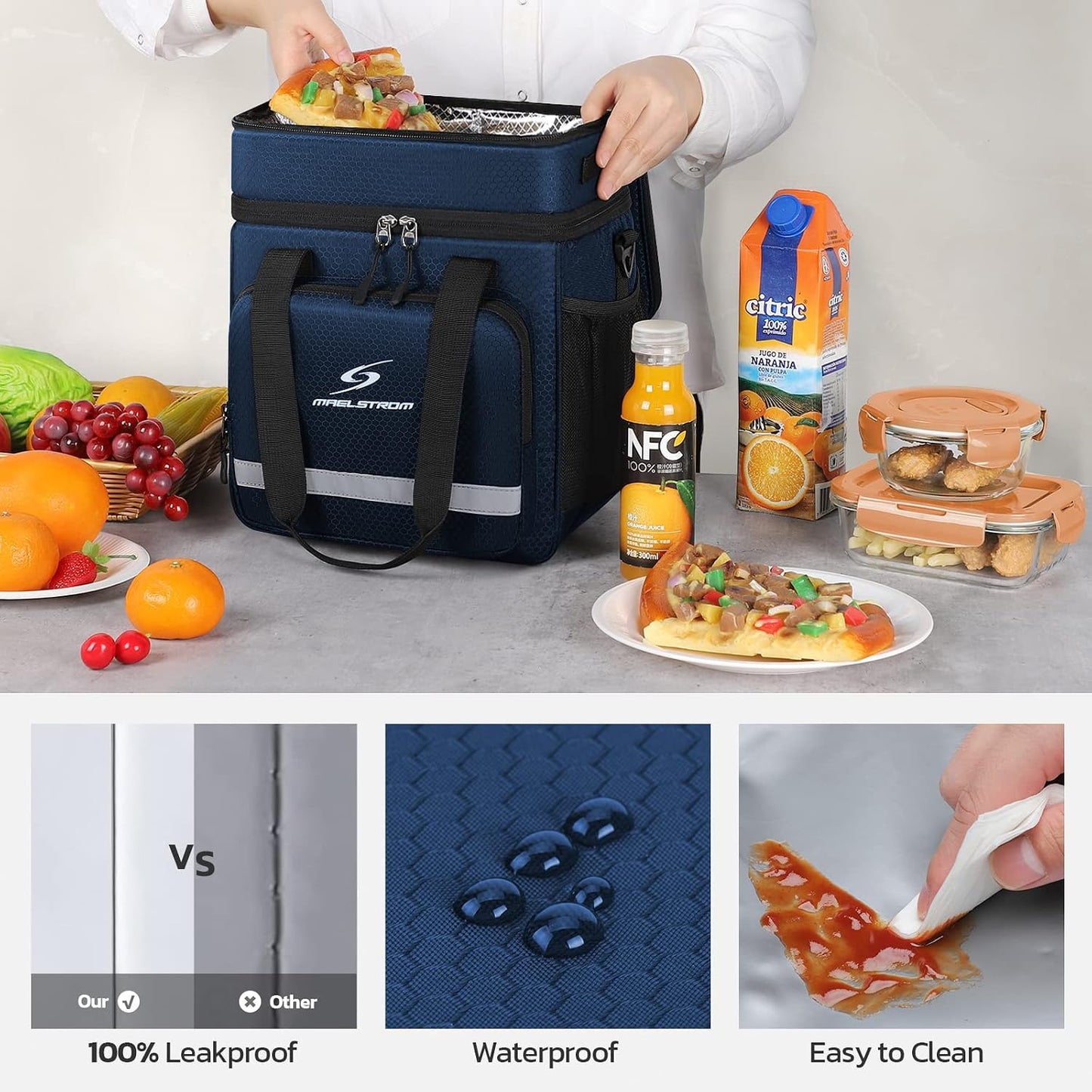 Maelstrom Lunch Box for Men,Insulated Lunch Bag Women/Men,Leakproof Lunch Cooler Bag, Lunch Tote Bag