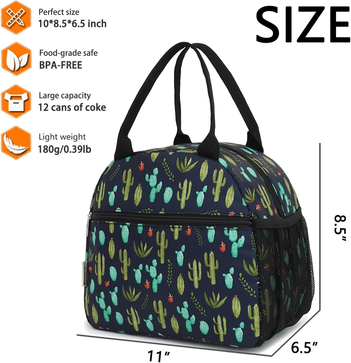 GYEUKHAM Lunch Bag Women, Lunch Box for Adult Men Kids Girls, Small Cute Lunchbox Tote Large Capacity Insulated Lunch Container Cooler for Work School Picnic Travel, Black White Stripes