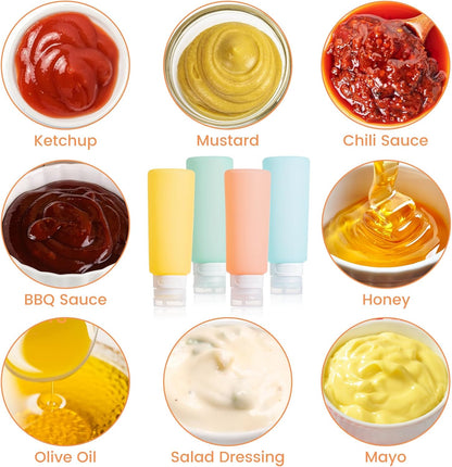 MICEBAY 2 oz Condiment Squeeze Bottles, Leakproof Salad Dressing Container