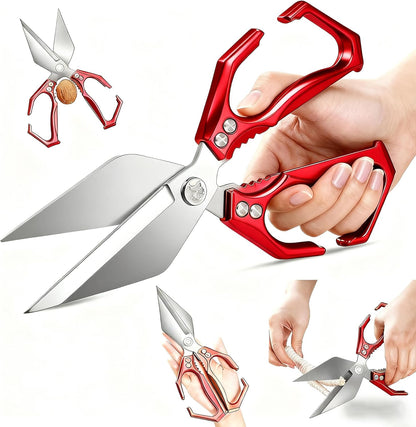 Multifunctional Heavy Duty Kitchen Shears,Kitchen Shears for Cutting Chicken,Kitchen Scissors for Food, Japanese High-Carbon Steel Culinary Poultry Shears, for Chicken,Meat,Fish,Bone Cutting(Silver)