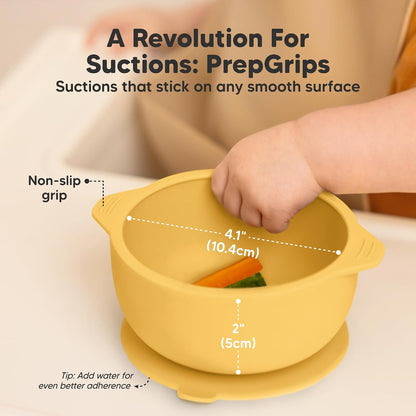 KeaBabies 2-Pack Baby Bowls with Suctions, Lids, Silicone (Terracotta)