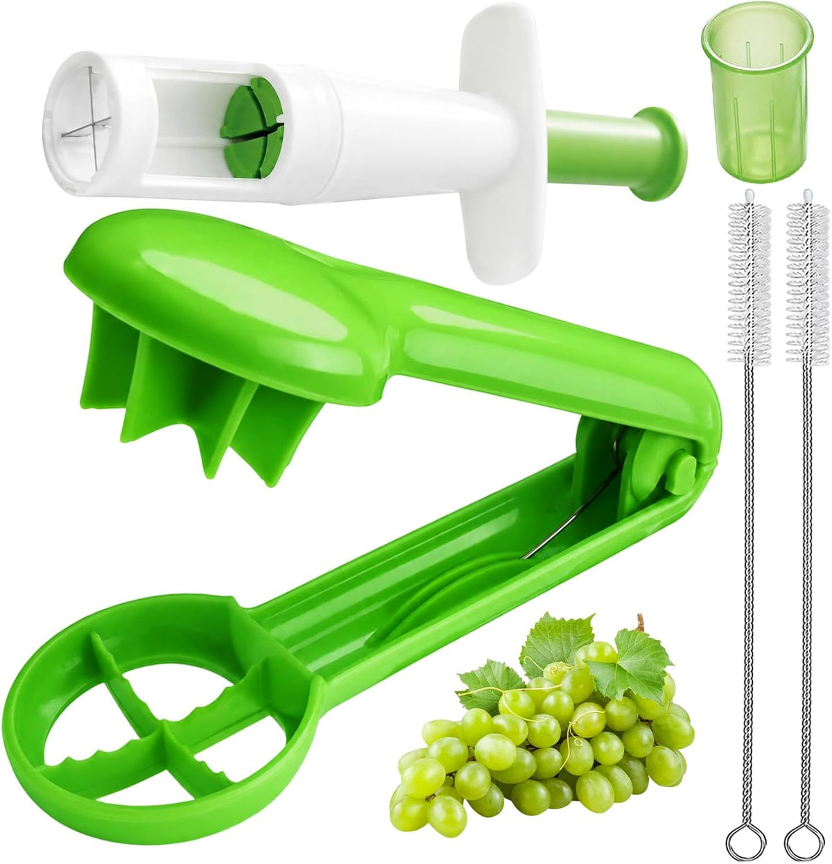 4PCS Grape Cutter Set, Grape Slicer Kitchen Gadget, Cherry Tomato Slicer, Grape Cutter Tool, daily household fruit cutting tools, Grape Quarter Cutters with Strawberry Slicers and 2 Cleaning Brushes