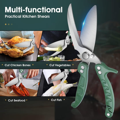 DRAGON RIOT Heavy Duty Poultry Shears - A Must Have Kitchen Shears for Chicken and Meat Cutting - Dishwasher Safe and Stainless Food Kitchen Scissors for Thanksgiving