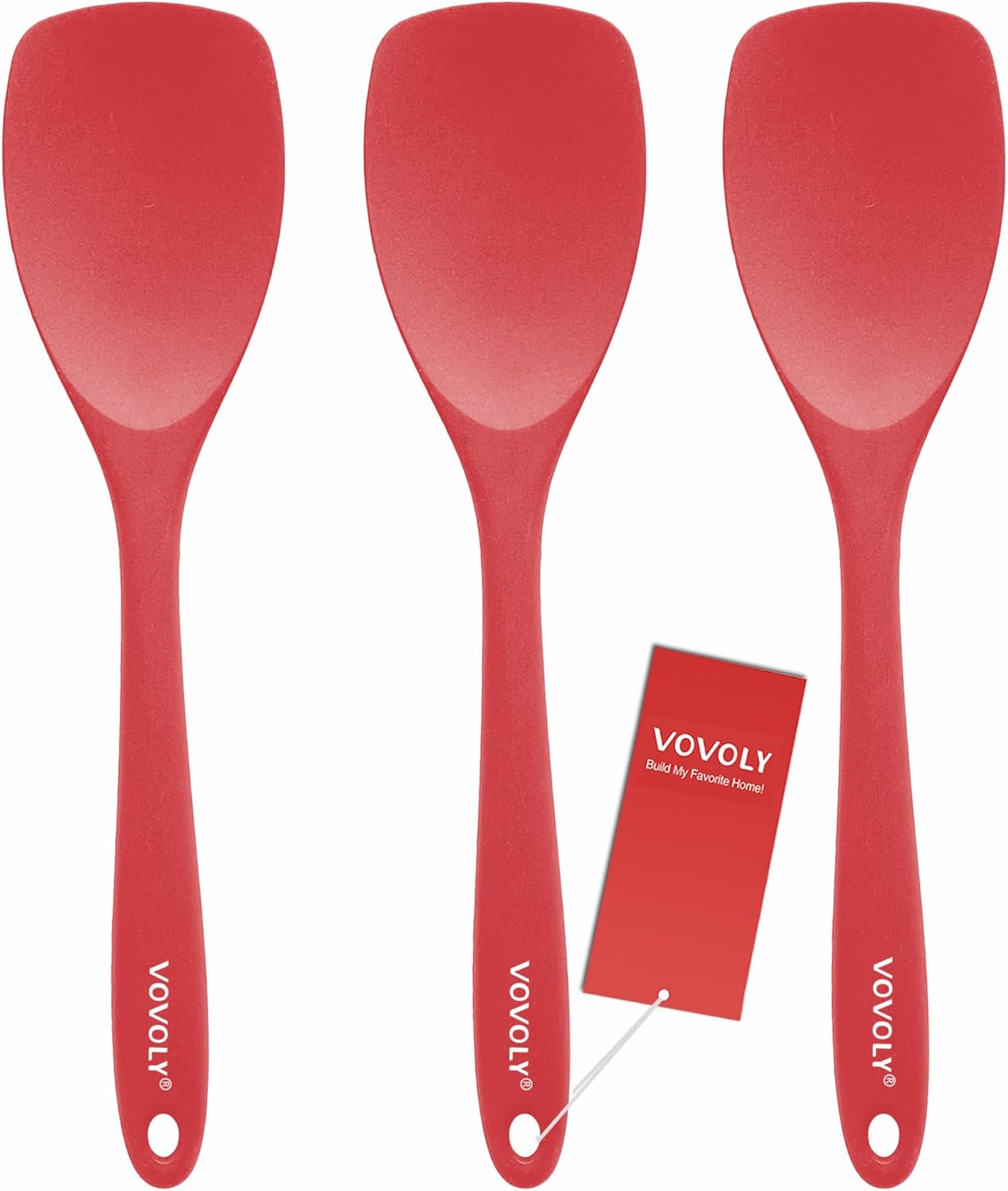 Upgrade Silicone Spatula Spoon Set,VOVOLY Heat Resistant Rubber Spoonula, Seamless Non-Stick Flexible Scrapers for Baking Mixing Tool,3 Pack,