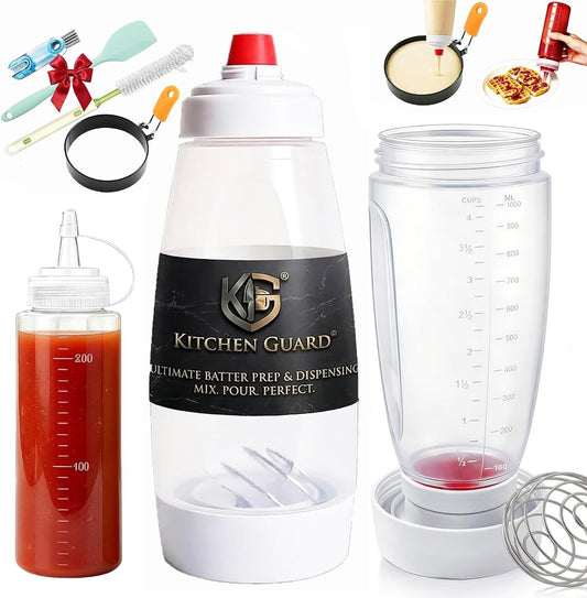 Pancake Batter Dispenser Bottle 34Oz, BPA-Free Dishwasher-Safe