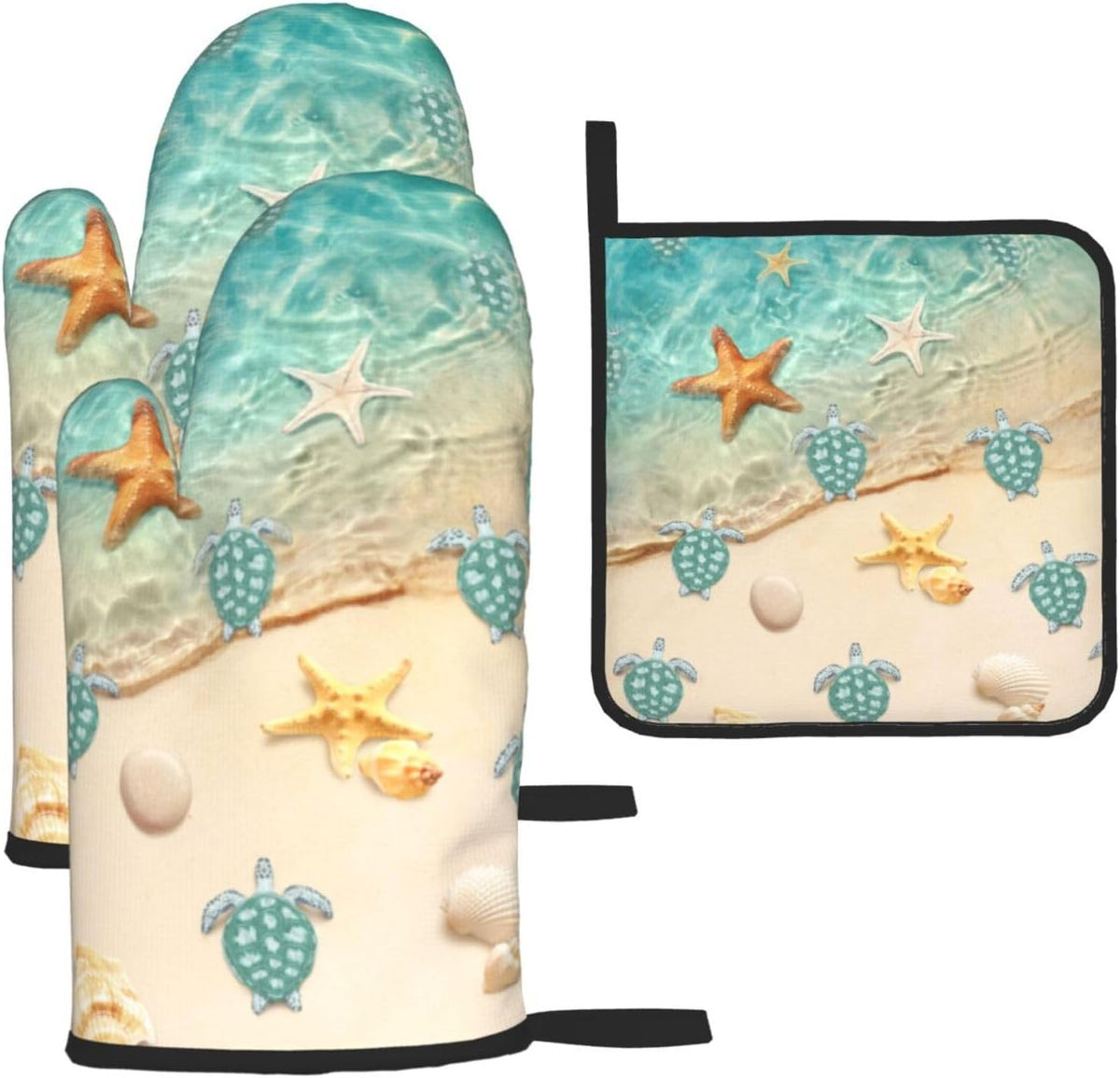Boho Floral Oven Mitts and Pot Holders Sets of 3, Cute Baker Stuff