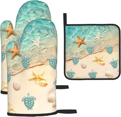 Boho Floral Oven Mitts and Pot Holders Sets of 3, Cute Baker Stuff
