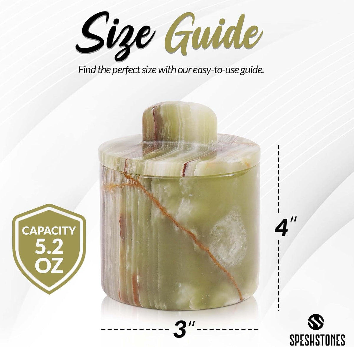 Marble Salt Cellar with Lid & Spoon 4 Inch, Green