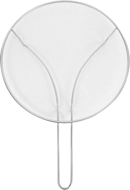 Restaurantware Splatter Screen 1 Count 13" Fine Mesh Cover Stainless Steel Splatter Guard with Resting Feet Cooking Protector for Frying Pan, Cooking Pots, Saute, Grease and Oil, Kitchen Tool