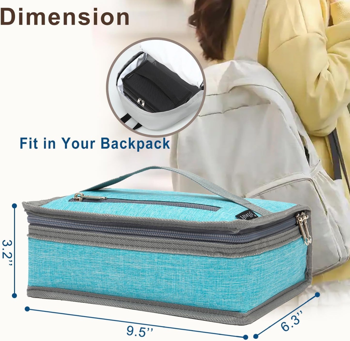 FlowFly Small Insulated Lunch box Portable Soft Bag Mini Cooler Thermal Meal Tote Kit with Handle for Work & School, Black