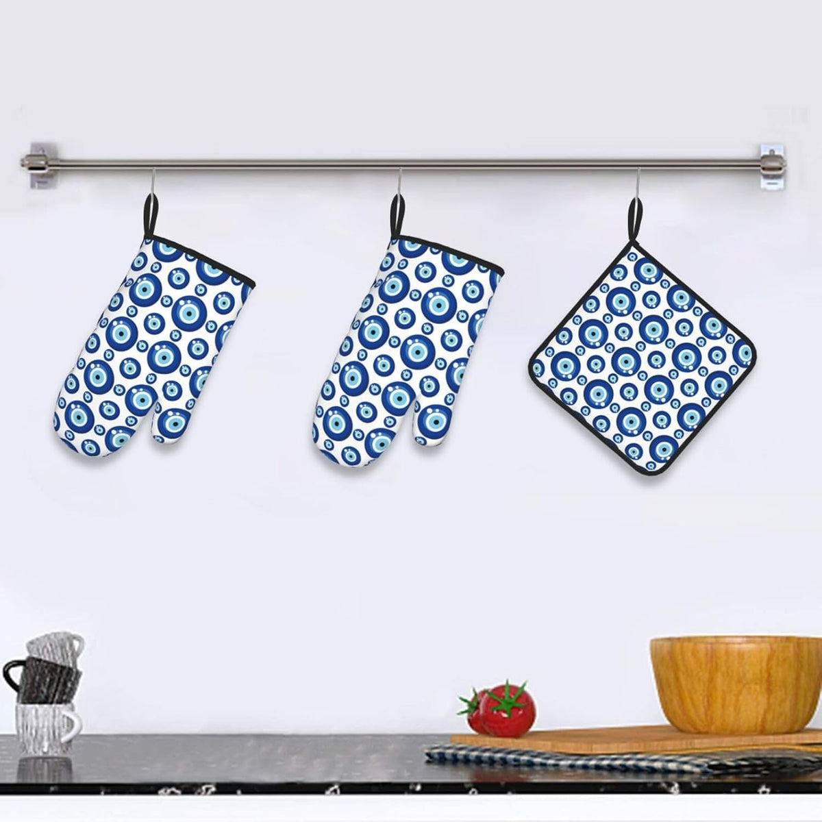 Boho Floral Oven Mitts and Pot Holders Sets of 3, Cute Baker Stuff