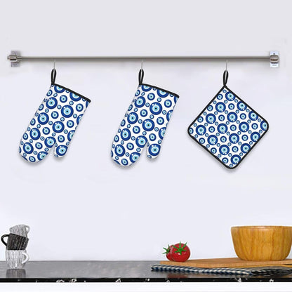 Boho Floral Oven Mitts and Pot Holders Sets of 3, Cute Baker Stuff