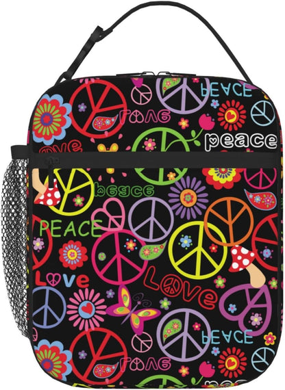 70s Retro Mushroom Floral Insulated Lunch Bag Reusable Cooler Lunch Box Portable Leakproof Thermal Container Tote Bags for Girls Boys School Travel