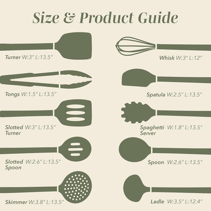 COOK WITH COLOR Silicone Cooking Utensils, Kitchen Utensil Set, Easy to Clean Silicone Kitchen Utensils, Cooking Utensils for Nonstick Cookware, Kitchen Gadgets Set, 38 Piece, Mint