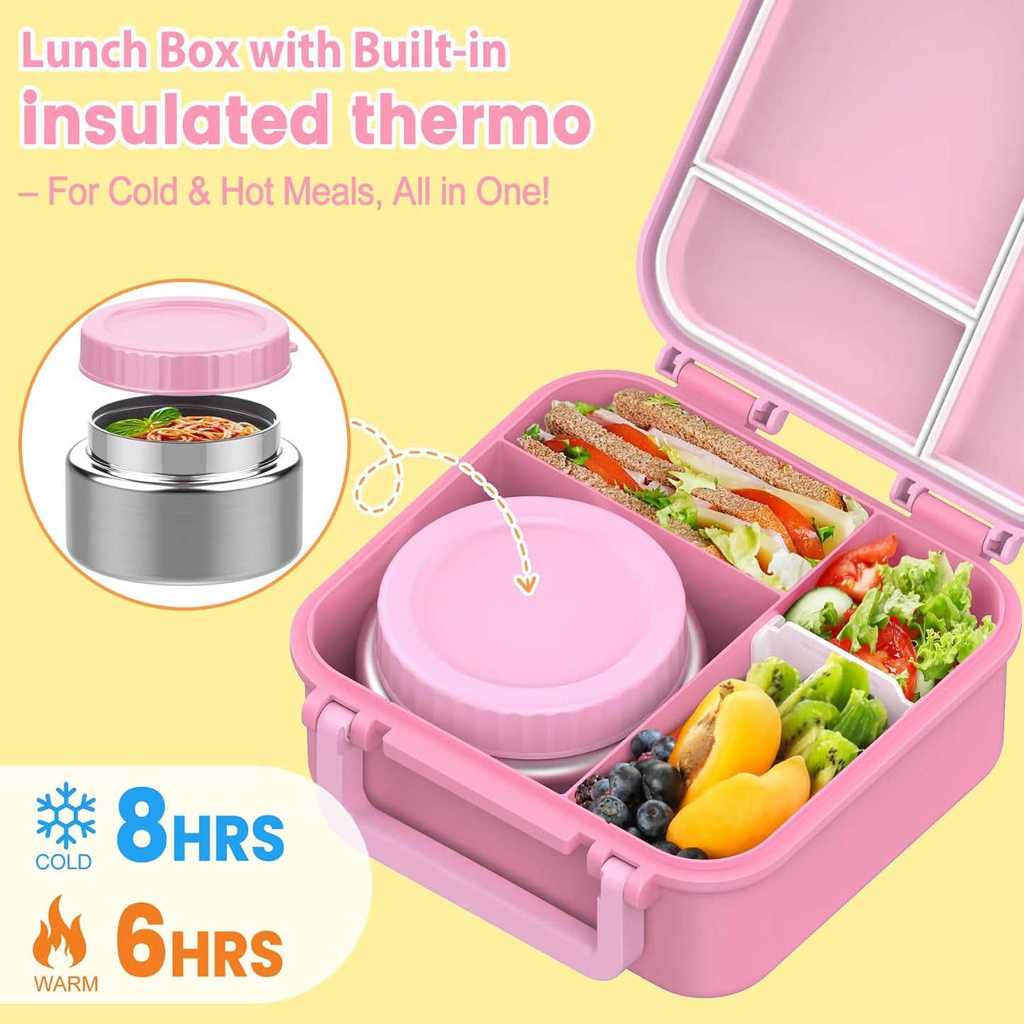 JOOPETALK Bento Lunch Box Set for Kids with 9oz Soup Thermo, Insulated Lunch Bag,Leak-proof BPA-free Lunch Food Container with 3-4 Conpartments for School Travel-Blue