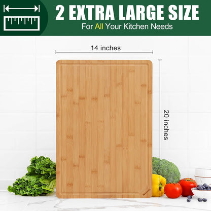 Homaxy Extra Large Bamboo Cutting Boards for Kitchen, 18x12.5" Wood XL Cutting Board with Juice Groove, Butcher Block Wooden Chopping Board for Kitchen, Meat, Cheese, Fruit & Vegetables - Pre Oiled