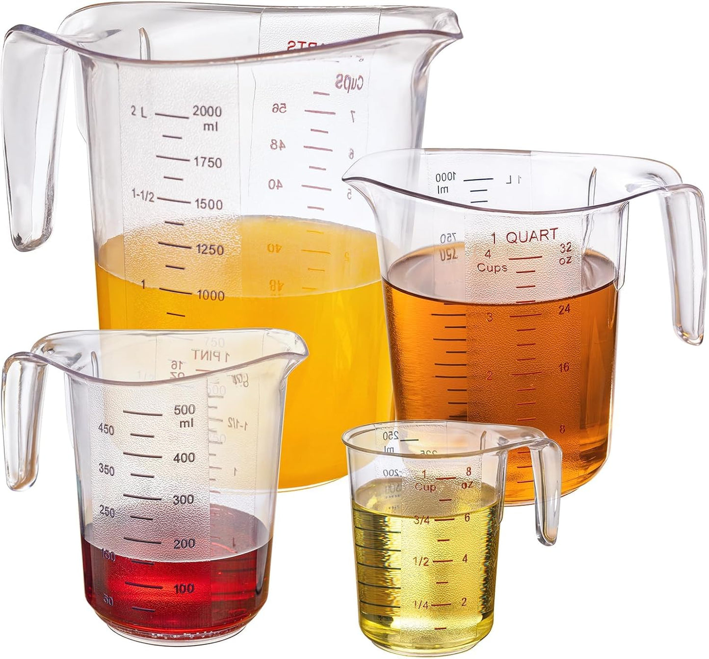 DaYammi Measuring Cups 3-Piece, Unbreakable Food-Grade Plastic Measuring Cup for Dishwasher, 1/2/4-Cup Nesting Liquid Measuring Cups for Prepping, Baking, Cooking, Readable Markings, Clear