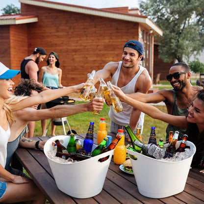 Patelai 6 Pcs Ice Buckets Bulk, Plastic Ice Buckets with Handles, Oval Storage Tub, Large Capacity Drink Tub for Party Bar Wine Beer Champagne Beverage Bottle Cooler(4.5 Liter,Clear)