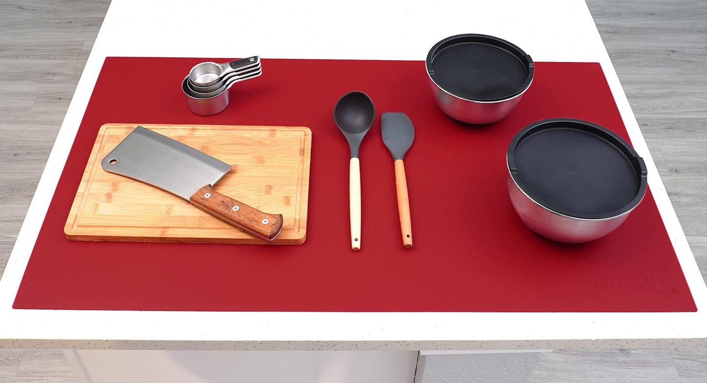 GASARÉ, Extra Large, Thick, Silicone Mat for Kitchen Counter, Heat Resistant Mat, Countertop Protector, Non-Slip, Easy to Clean, Cuttable, 25 x 17 Inches, Black