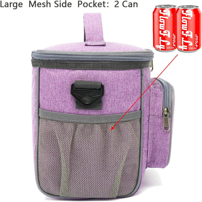 FlowFly Insulated Reusable Lunch Bag Adult Large Lunch Box for Women and Men with Adjustable Shoulder Strap,Front Zipper Pocket and Dual Large Mesh Side Pockets,Cherry - Colors B