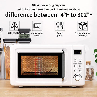 77L 3 Pack Glass Measuring Cup Set (1 1/4, 2 & 4 Cup) [Insulated handle, V-Shaped Spout], High Borosilicate Liquid Glass Measure Cup for Kitchen, Easy To Read, Dishwasher, Freezer, and Microwave Safe