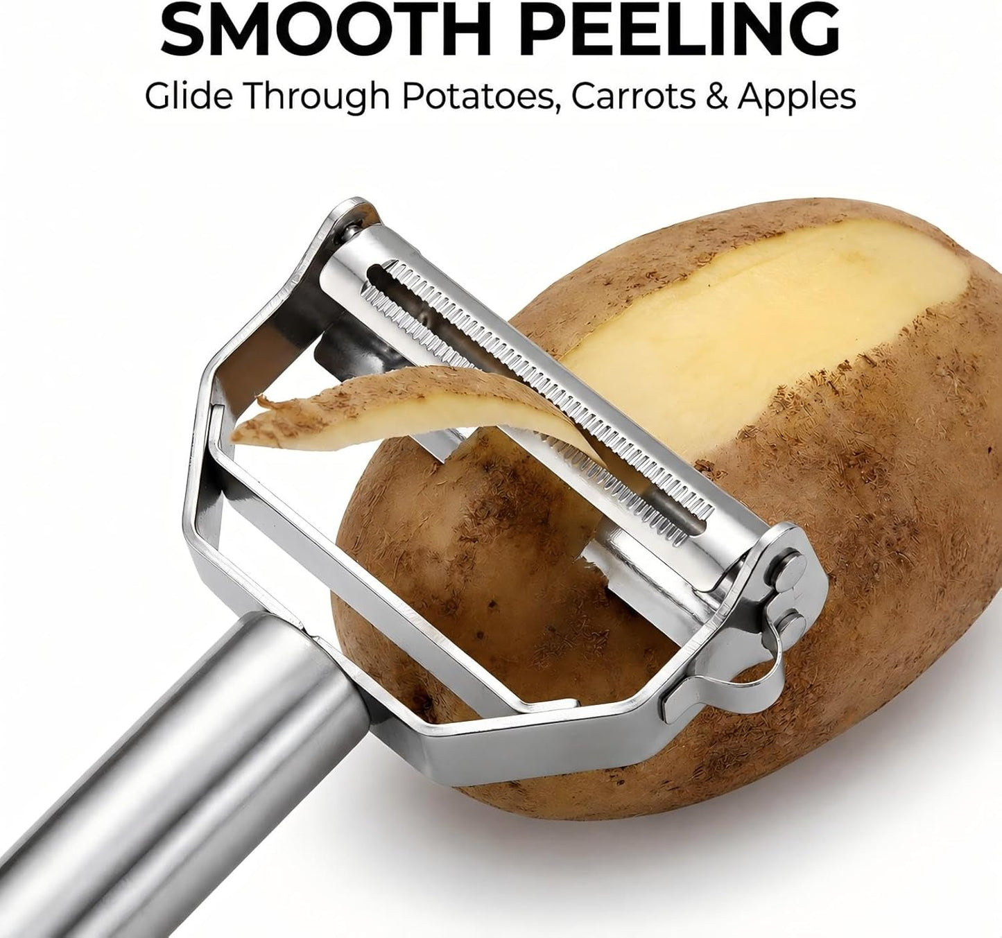 Julienne Peeler, Double-Sided Blade Multifunctional Vegetable Peeler | 3 in 1 Y Stainless Steel Vegetable Peeler for potato,cabbage,carrot,cucumber,fruit