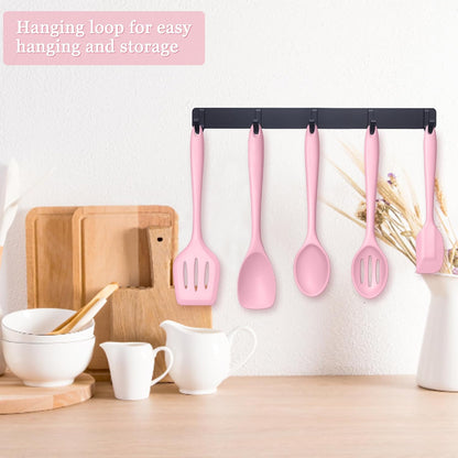 E-far 10 Pieces Silicone Cooking Utensils Set, Heat Resistant Kitchen Utensil Set for Nonstick Cookware, Kitchen Cooking Tools with Spatula, Spoon, Slotted Turner, Non-Toxic & Dishwasher Safe (Khaki)
