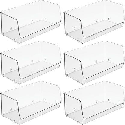 iDesign Stackable Open-Front Storage Bins for Kitchen and Pantry Organization - Set of 6 - Clear