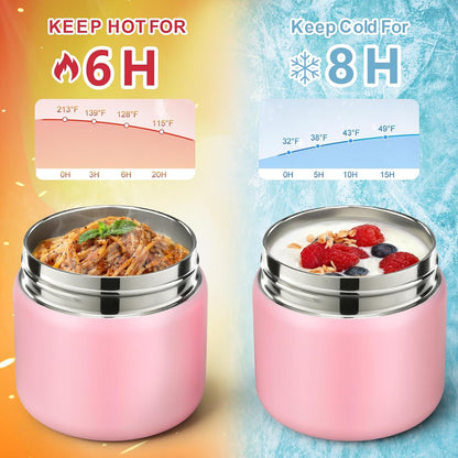 Bento Lunch Box for Kids with 8oz Soup Thermo,2 Leak-Proof Food Containers, a Lunch Bag, Kids Thermo Insulated Hot Food Jar for School, Travel-Green