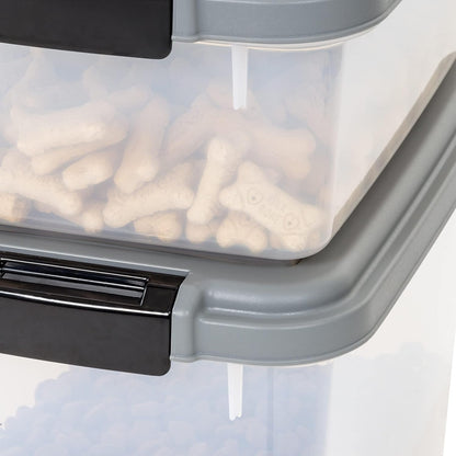 Amazon Basics Airtight Pet Food Storage Container with Scoop, BPA Free, Removable Wheels, 69 QT, Gray