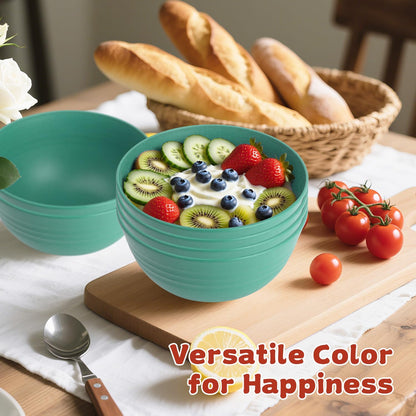 Wrova Wheat Straw Bowls for Kitchen set of 6,Anti-Scald Thick Soup Bowls 40oz,Microwave and Dishwasher Safe Bowl Sets, Unbreakable Cereal Bowl Sets. Vibrant Series