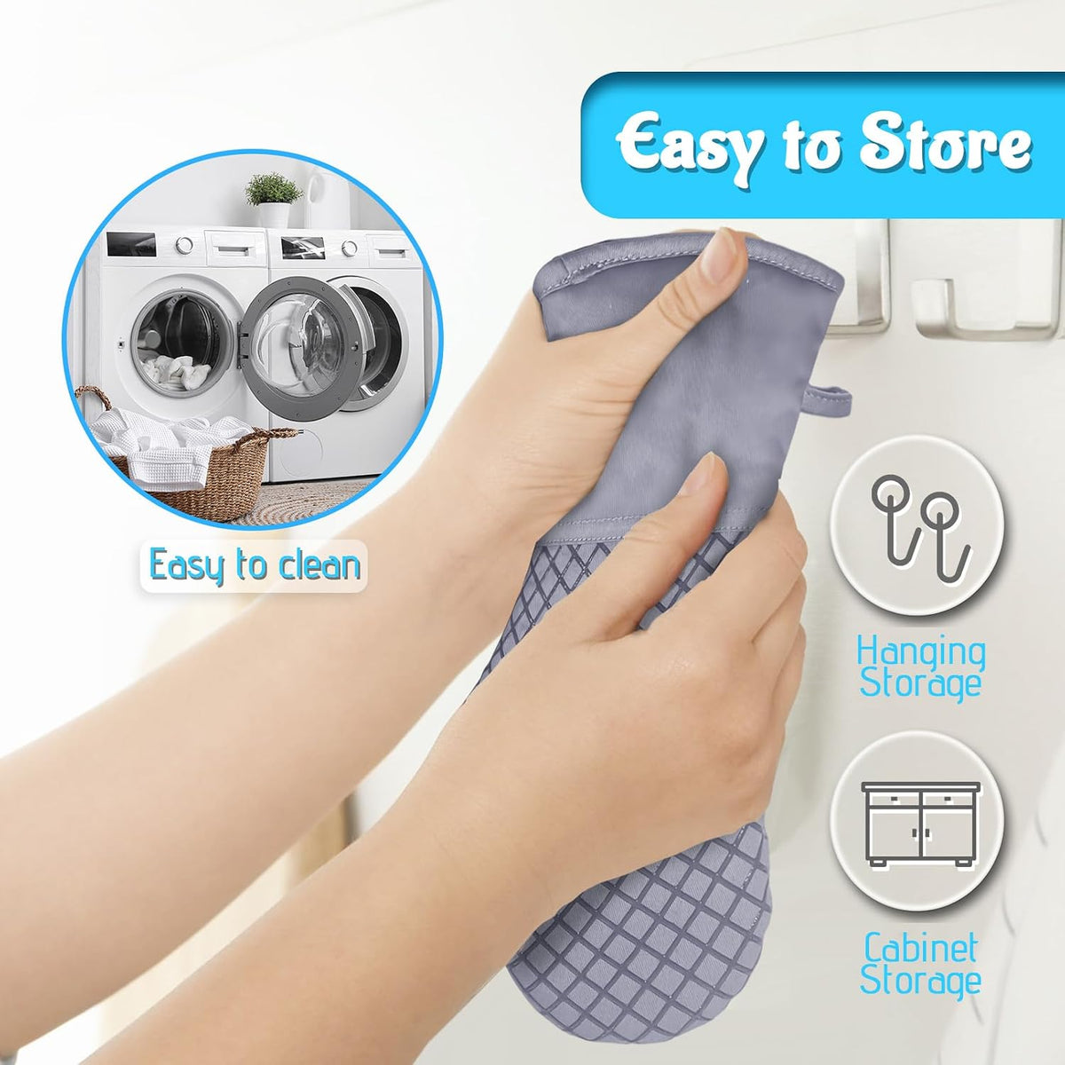 4 Pcs Oven Mitts and Pot Holders,500°F High Heat Resistant Kitchen Oven Mitts with Pot Holders,Long Oven Mitts with Recycled Cotton Infill and Silicone Non-Slip Surface for Baking and Cooking(Grey)