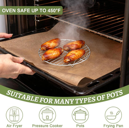 P&P CHEF 9 Inch Cooking Rack Round for Steaming Cooling, Silver, 2 Pack