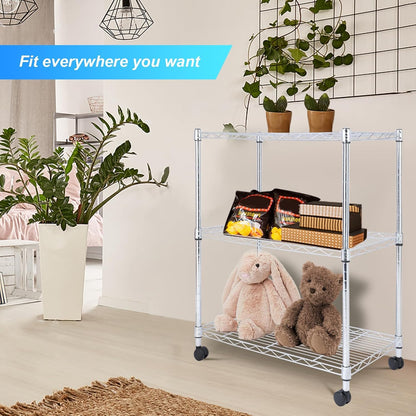 Whitmor 2-Wire Shelving Unit, Metal Storage Shelves, Stacking Shelf with Basket, Easy Assembly Home Organizer for Pantry, Kitchen, Garage, Plant