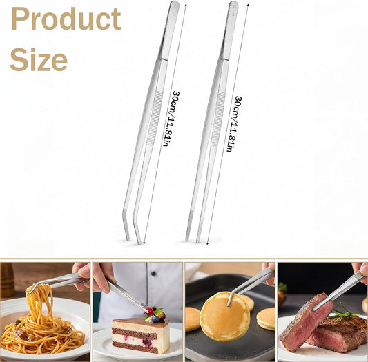 2 PCS Kitchen Tweezers for Cooking, 12" Cooking Tweezers Stainless Steel