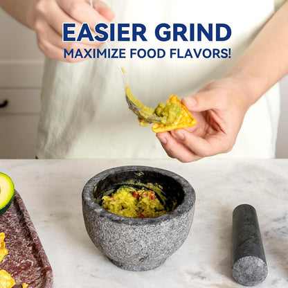 Koville Luxury Marble Mortar and Pestle Set, 7"-4cups Grinder Bowl for Guacamole, Salsa, Pill Crusher, Spice, Herb, Garlic, Nut, Heavy Duty Grinder for Kitchen
