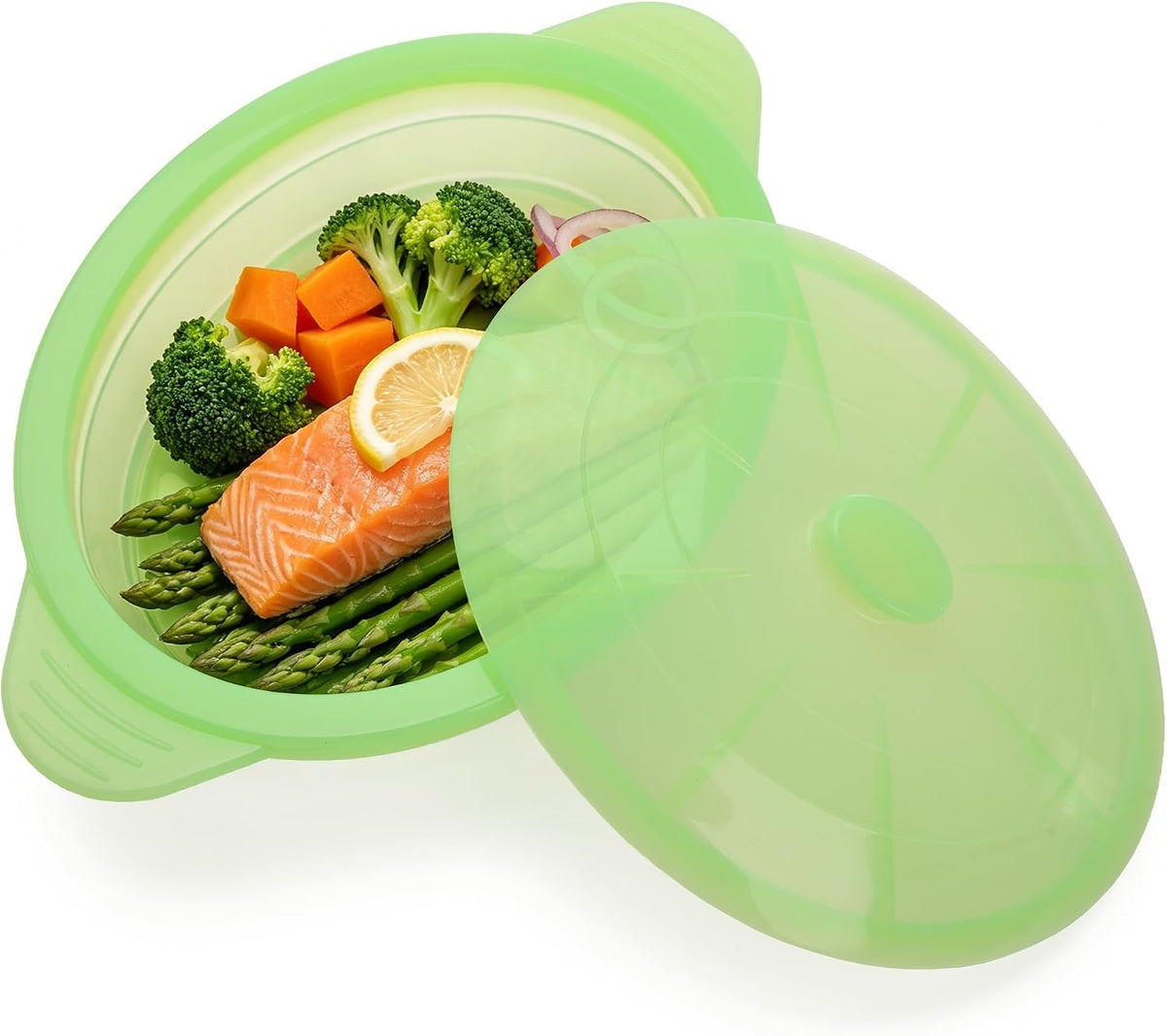 Silicone Microwave Steamer Collapsible Cooker for Vegetables Fish Prep Meal