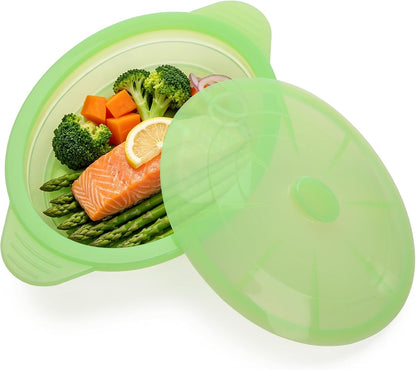 Silicone Microwave Steamer Collapsible Cooker for Vegetables Fish Prep Meal