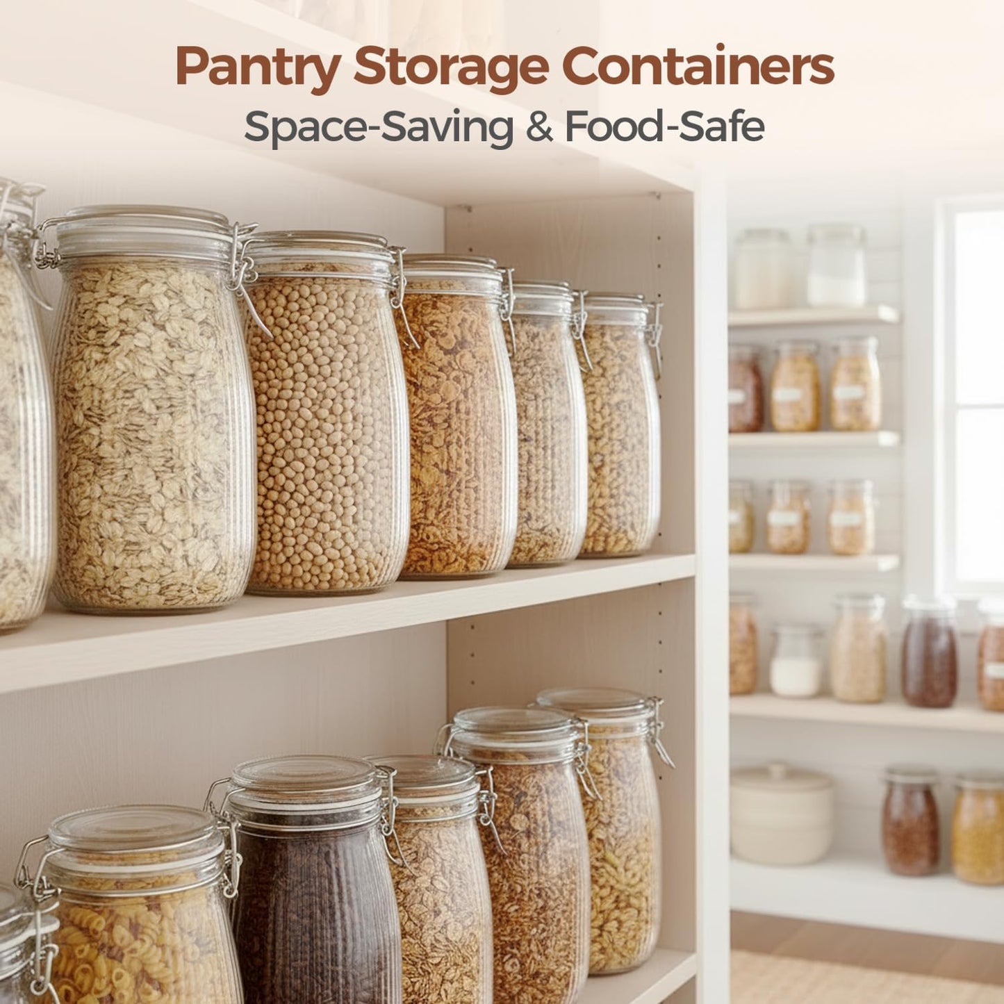 ComSaf 6-Pack 17oz Short Glass Jars for Drawers, Small Airtight Food Canisters for Spices, Nuts & Kids Snacks, Pint Sized Canning Jar Set for Jams, Pickles & Pantry Organization